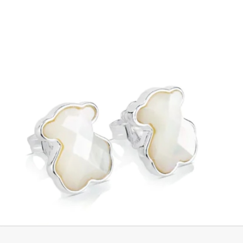 Tous Silver Nacars Earrings with Mother-of-Pearl Larger Size